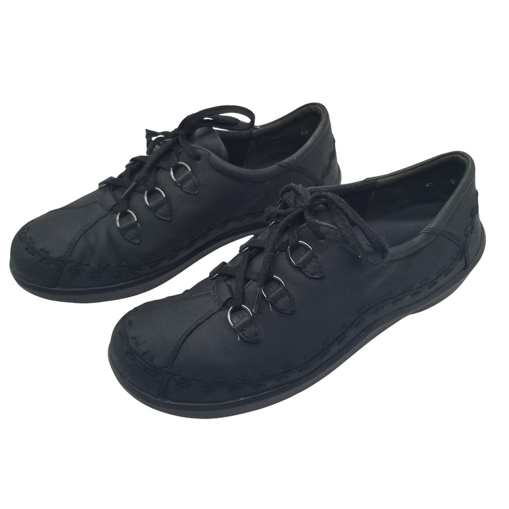 Ziera Lace Up Shoes Womens 43 Black Leather Whipstitch Comfort Walking 11421
